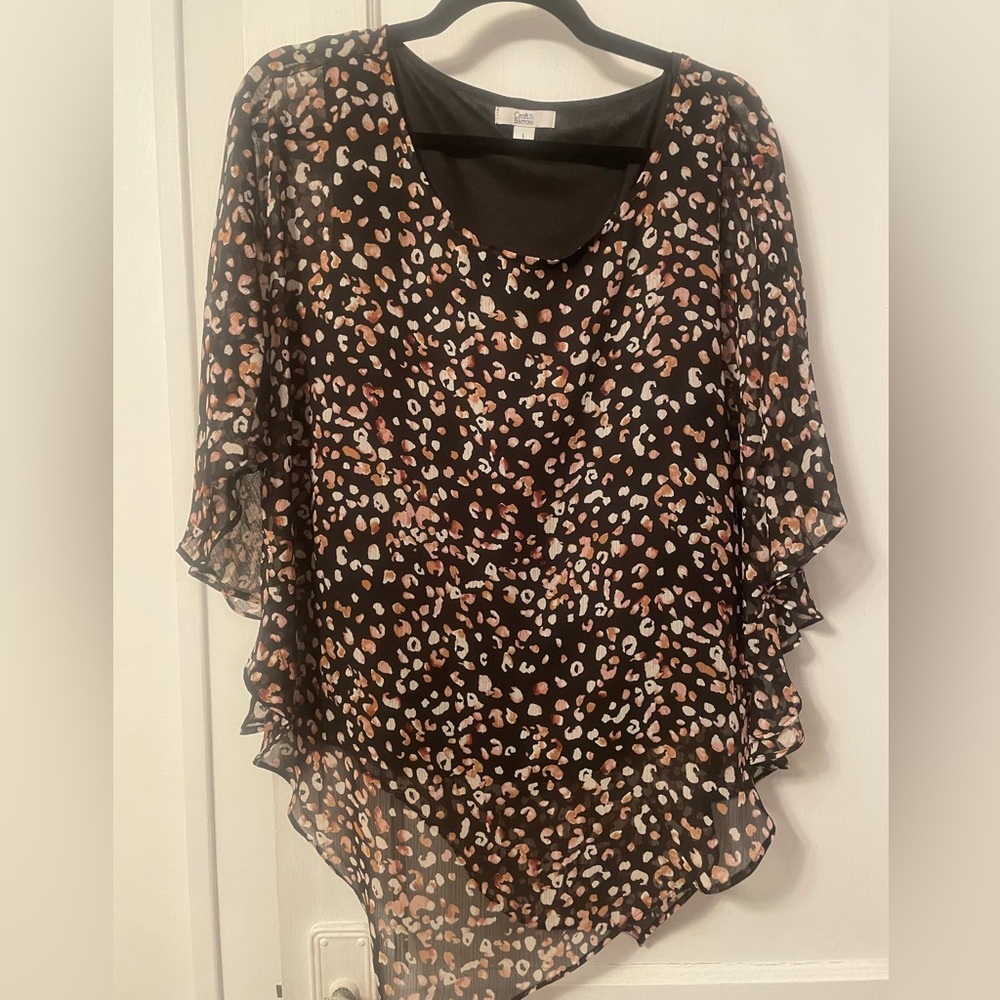 Croft & Barrow | flowing Animal Print Blouse with black tank‎ underlay attached